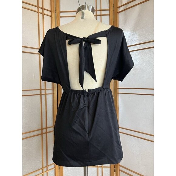 Free People Black Mini Dress, tie back, pockets, Boho Size 4 - Picture 9 of 11